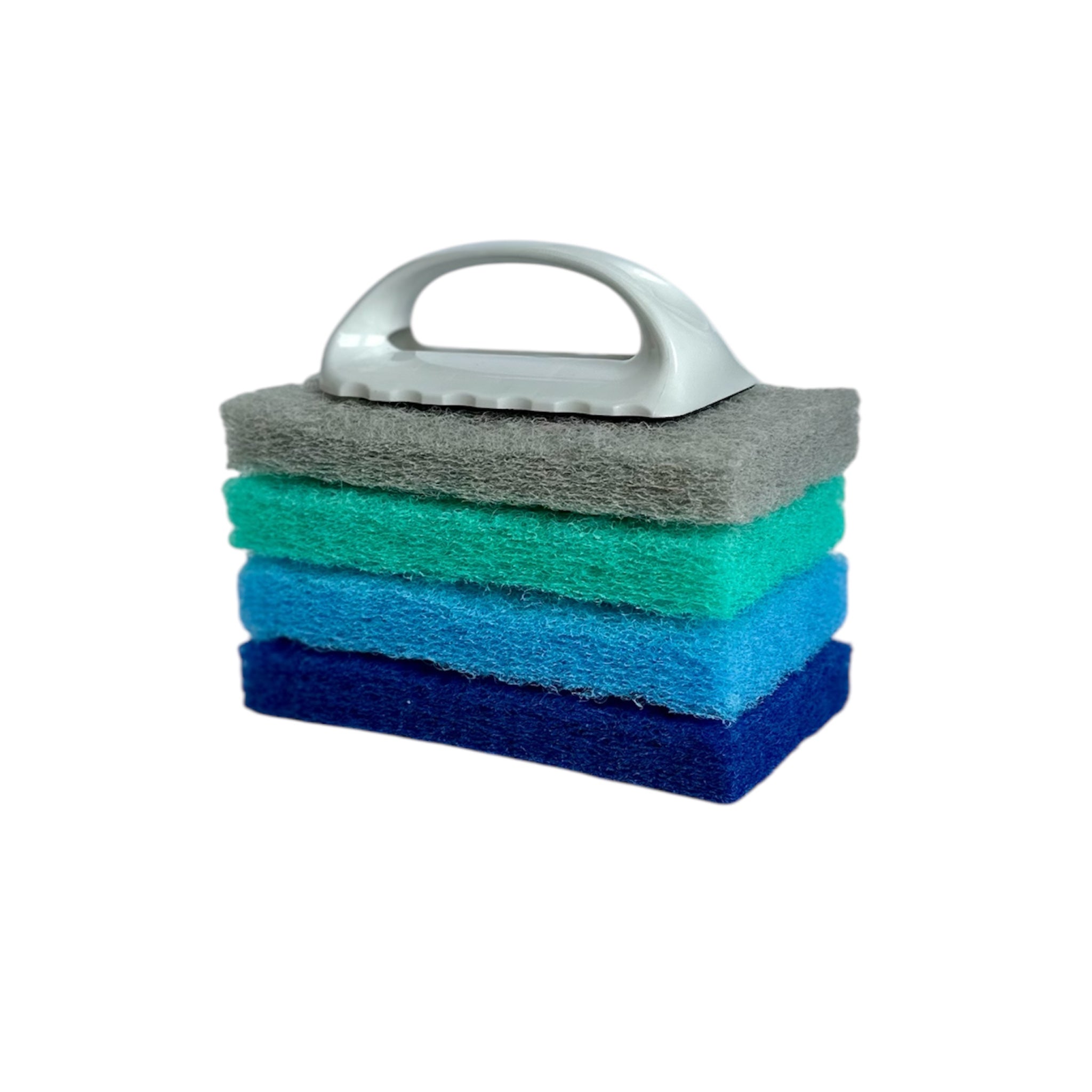 Blue Scrubber set w/ Handle, 4ct