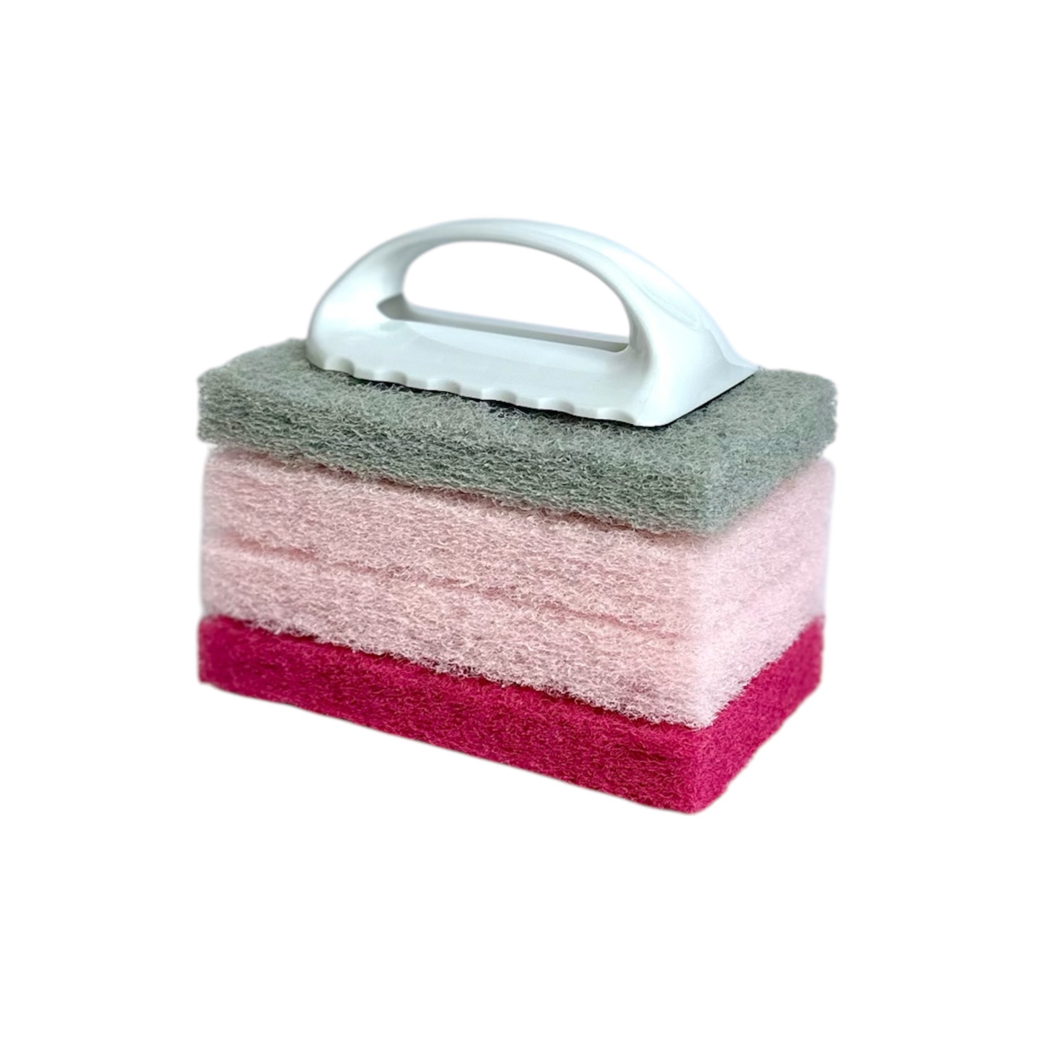 Pink Scrubber set w/ Handle, 4ct