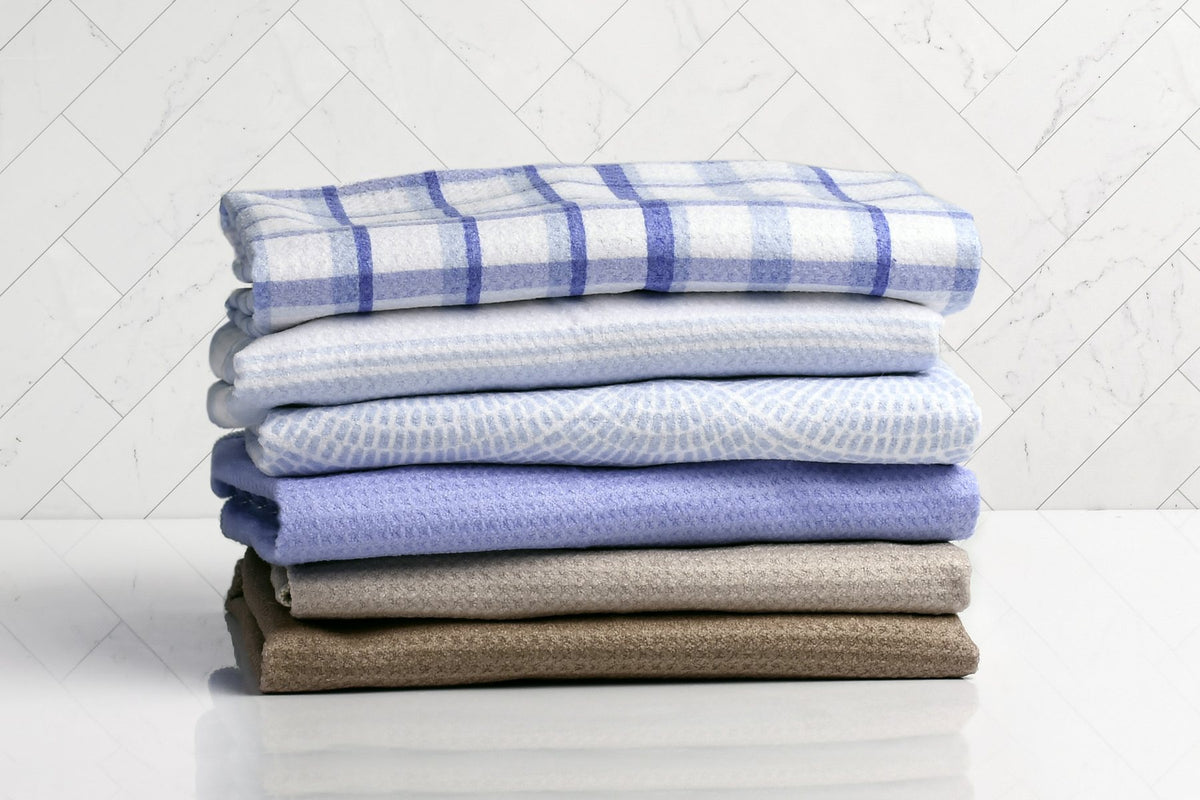 Stack of Bright Box microfiber kitchen towels